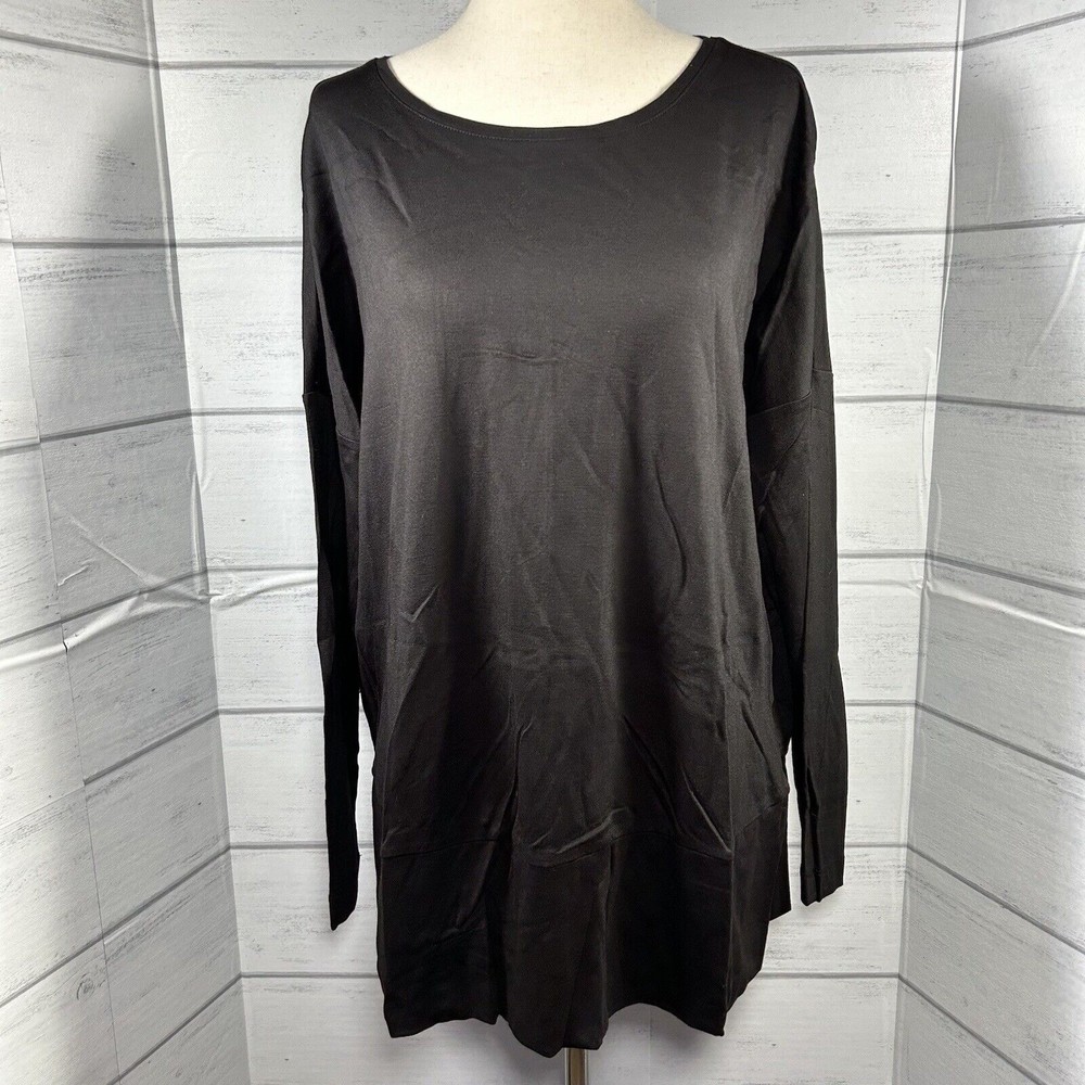 Ann Taylor LOFT Women's Long Sleeve Top Shirt Blouse Relax Fit Black Size Medium
